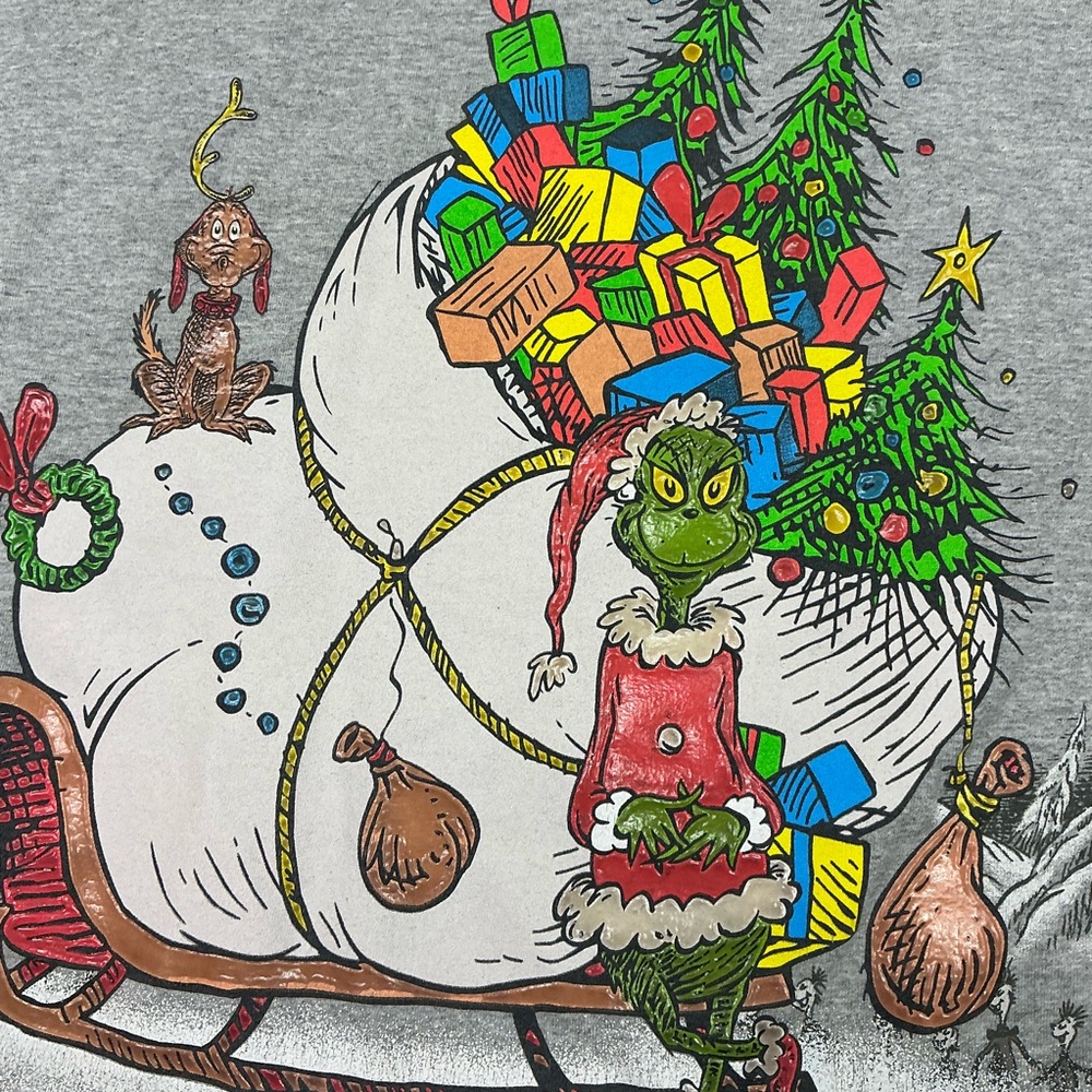 Vintage Dr. Seuss The Grinch Christmas 2001 gray double sided graphic T-shirt XL - Picture 4 of 6